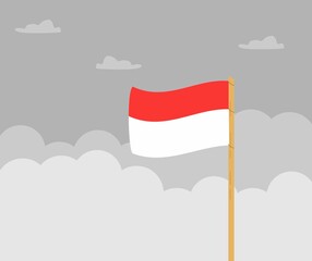 design about Indonesian flag fluttering background