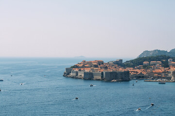 Aerial view at Dubrovnik, Croatia, famous european travel destination and resort on Adriatic Sea