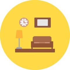 Living Room Flat Circle Vector Icon Design