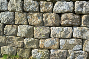 Close up of the stones of Hadrians Wall near Steel Rig, Northumberland