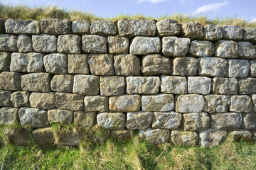 Close up of the stones of Hadrians Wall near Steel Rig, Northumberland