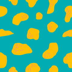 Trendy seamless pattern of abstract shapes and doodles. Backgrounds and wallpapers for invitations, cards, fabrics, packaging, textiles. Vector illustration.