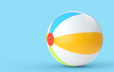 Single beach ball isolated on blue background