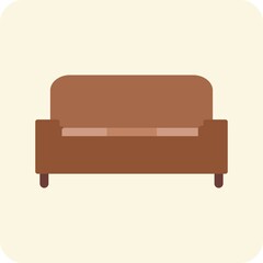 Sofa Flat Round Vector Icon Design