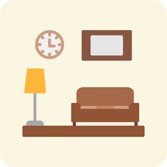 Living Room Flat Round Vector Icon Design