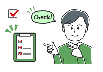 A man filling out a medical questionnaire. Vector illustration isolated on white background.