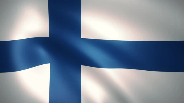 National Flag of Finland Waving in the Wind (LOOP)
