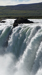 Baroardalur, Godafoss Falls, waterfall in the mountains, North East Iceland