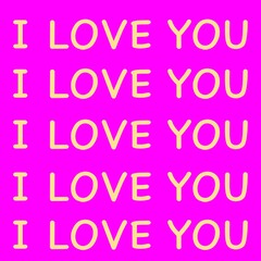 pattern i love you on pink background words