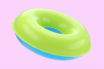 Inflatable ring for kids in swimming pool mockup isolated on white background