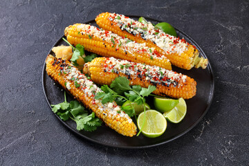 Elote, Grilled Mexican Street Corn on a plate