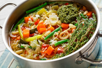 Soupe au Pistou, french vegetable bean soup
