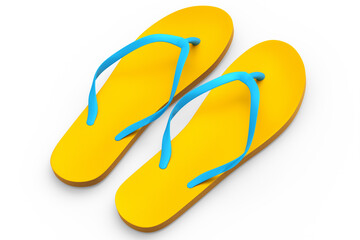 Beach orange flip-flops or sandals isolated on white background.