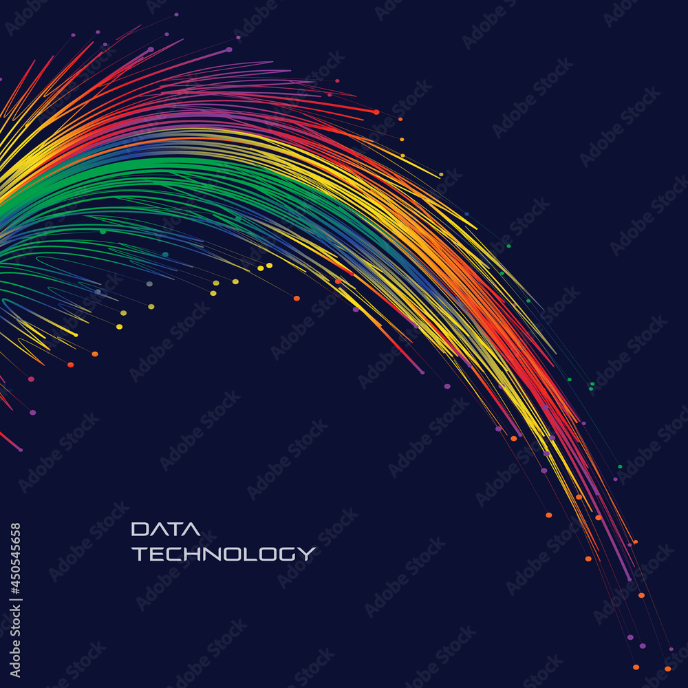 Poster fiber optics, data transformation vector background. big data technology, future of internet vector 