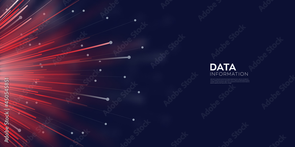 Poster fiber optics, data transformation vector background. big data technology, future of internet vector 
