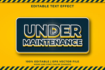 Editable text effect - under maintenance 3d template style Premium Vector