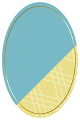 楕円形のフレーム　縦　ライトブルー＆ゴールド　一部に三重菱つなぎ