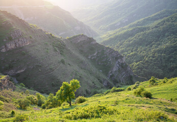 Early morning in the Caucasus mountains in May