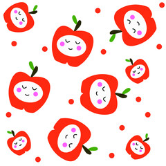 red apple pattern with faces fruit farmer