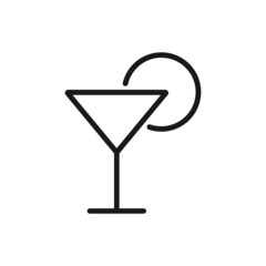 Cocktail flat icon. Single high quality outline symbol for web design or mobile app. Holiday sign, logo outline concept. Vector illustration.
