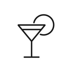 Cocktail flat icon. Single high quality outline symbol for web design or mobile app. Holiday sign, logo outline concept. Vector illustration.