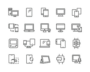 Device Line Icons - Vector Line Icons. Editable Stroke. Vector Graphic