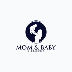 Mom and baby logo design vector
