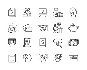 Finance Line Icons - Vector Line Icons. Editable Stroke. Vector Graphic