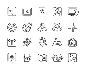 Navigation Line Icons - Vector Line Icons. Editable Stroke. Vector Graphic