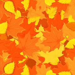 Naklejka na ściany i meble Vector illustration of a pattern of golden autumn leaves. Autumn background.