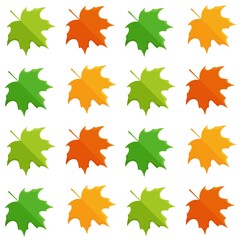 Fototapeta premium Vector illustration of maple leaf pattern. Colorful autumn leaves. Fresh and dry leaves. Endless pattern.