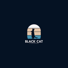 Black cat logo design vector