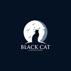 Black cat logo design vector