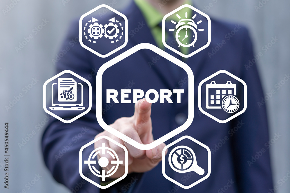 Poster concept of report analysis. business statistics and financial datum analyzing.