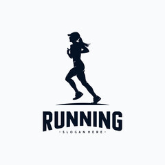 Running silhouette logo design vector