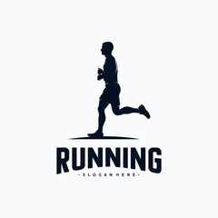 Running silhouette logo design vector