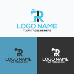 Creative R latter for Modern Plumbing Drainage, Sanitation Home Repair, Maintenance Service Company Logo design Idea. 
