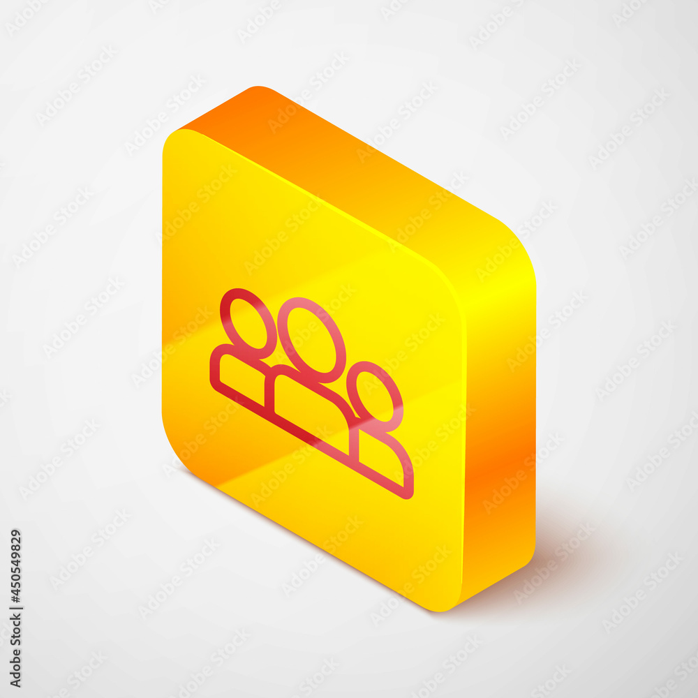 Poster isometric line users group icon isolated on grey background. group of people icon. business avatar s