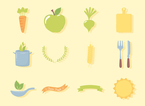 fresh produce icon set