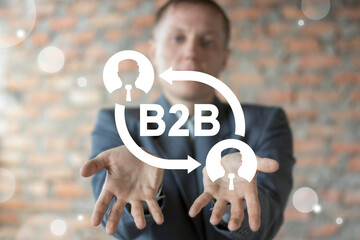 B2B Business Company Commerce Technology Marketing Concept. B2B - Business to Business sales method.