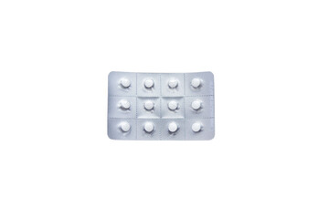 Pack of pills isolated on white background.