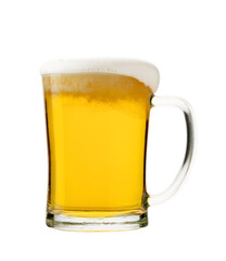 Glass of fresh beer isolated on white background with clipping path