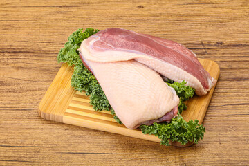 Raw duck breast for cooking