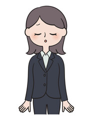 しょんぼりと落ち込むスーツ姿の女性