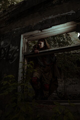 Stalker woman surviving in abandoned places