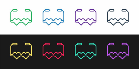 Set line Heart shaped love glasses icon isolated on black and white background. Suitable for Valentine day card design. Vector
