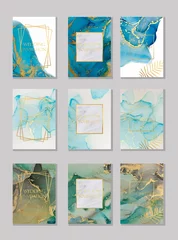 Draagtas alcohol ink with gold. flyer, business card, flyer, brochure, poster, for printing. trend vector © chikovnaya
