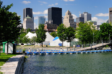 Montreal City Skyline Waterfront Of St Lawrence Seaway Montreal Quebec Canada