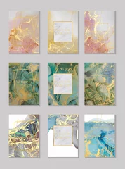Poster alcohol ink with gold. flyer, business card, flyer, brochure, poster, for printing. trend vector © chikovnaya