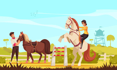 Horse Riding Background Illustration